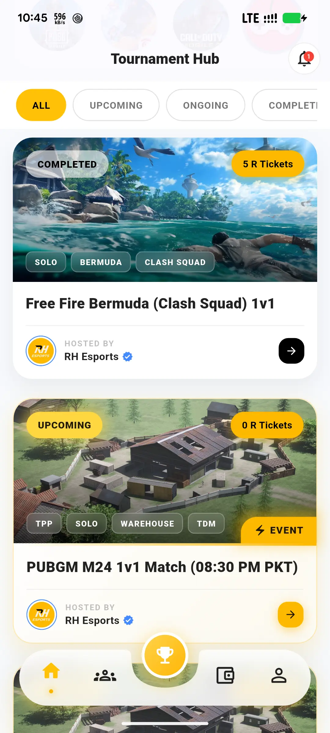 Tournaments Screen