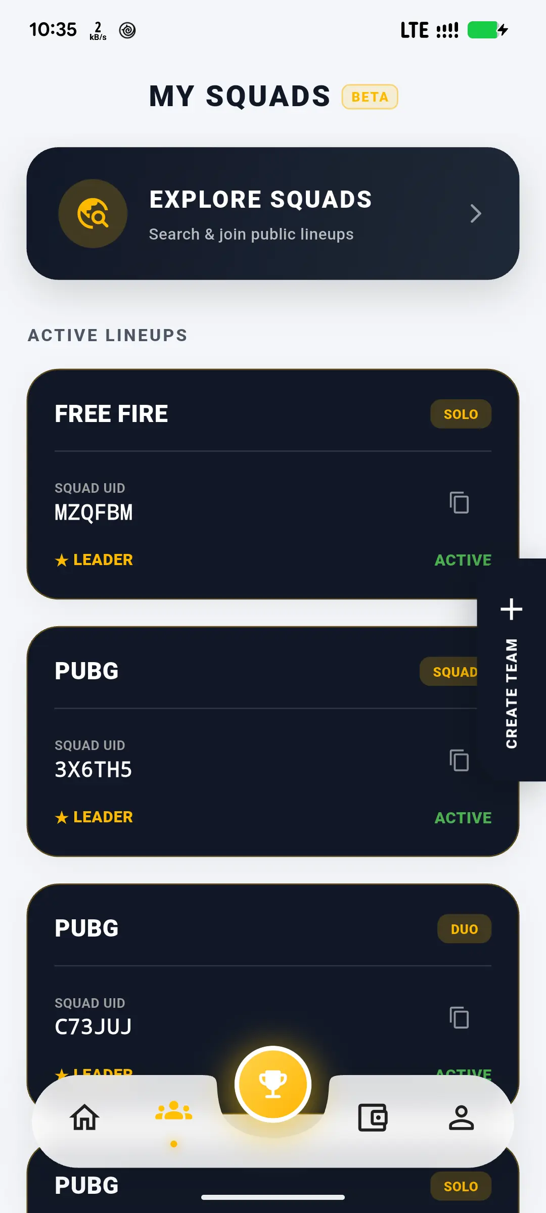 Team Screen